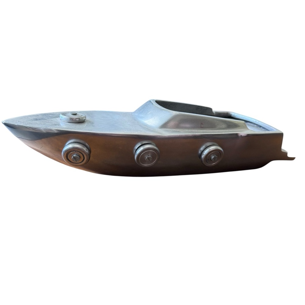 Aluminum motorboat Sculpture contemporary modern art piece nautical decor